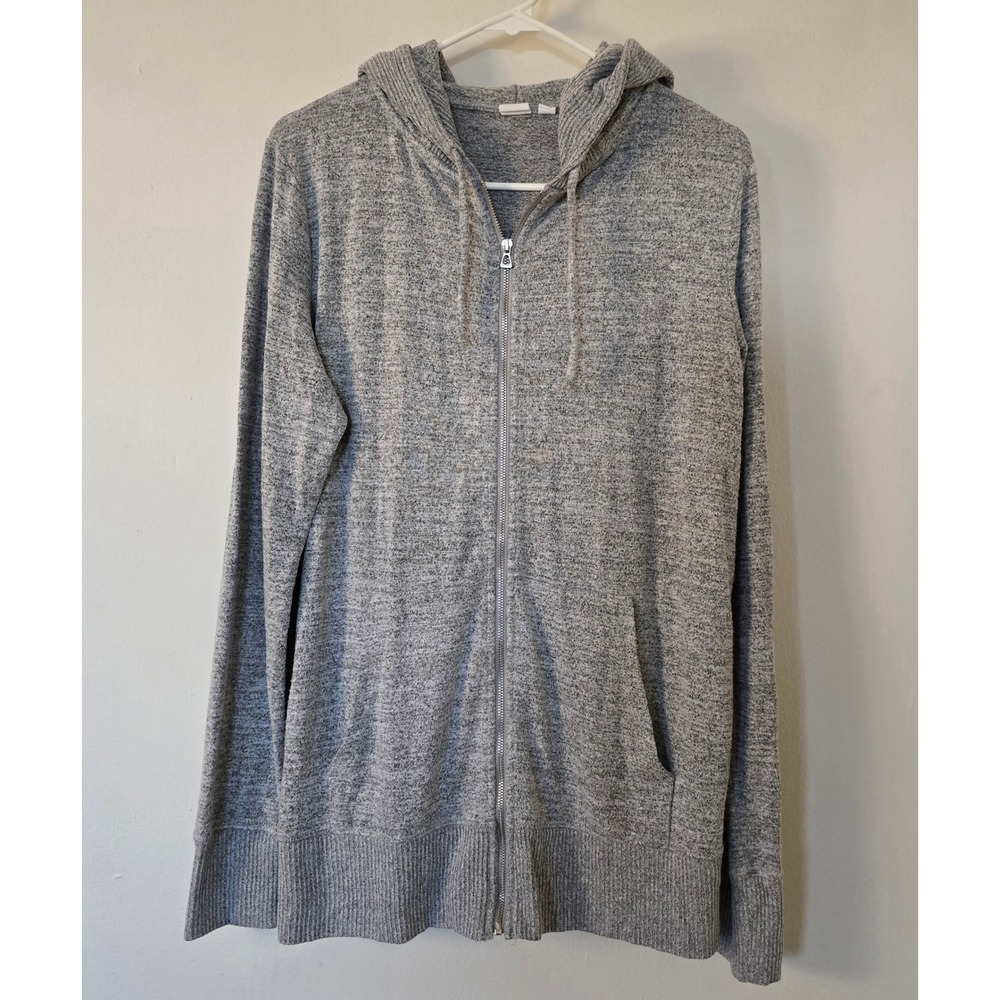 GAP Softspun Sweater Zip Up Hoodie Womens Small Tall Heathered Gray